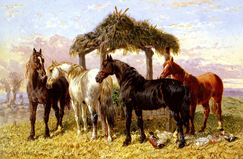 川沿いの馬とアヒル ニシン シニア ジョン フレデリック油絵